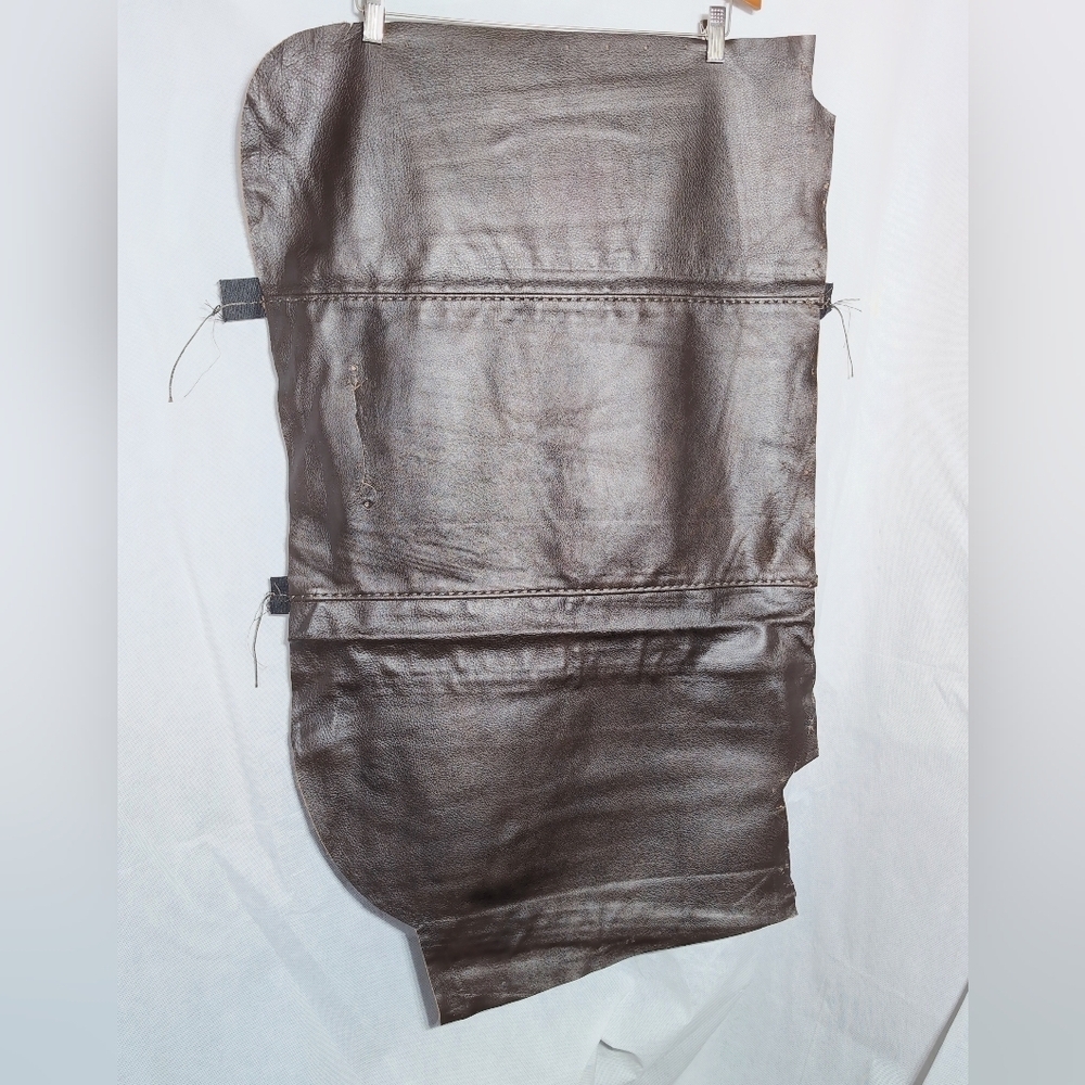 Dark Brown Leather Heavy Upholstery Hide Remnant Approx 36x21